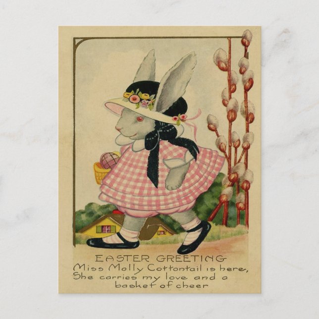 Cartão Postal De Festividades Páscoa Molly Cottontail (Frente)