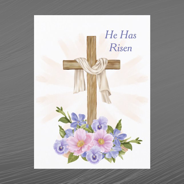 Cartão Postal De Festividades Páscoa Purple Cross Christian Floral (Criador carregado)
