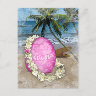 Cartão Postal De Festividades Páscoa Saudando Estilo Havaiano