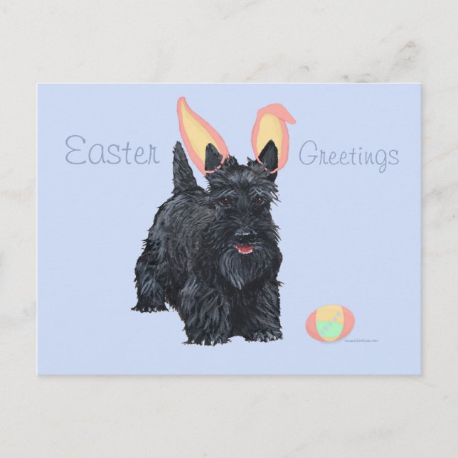 Cartão Postal De Festividades Páscoa Terrier escocesa (Frente)