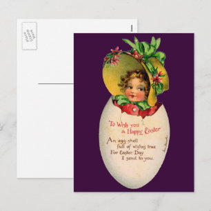 Cartão Postal De Festividades Páscoa venenosa, garota vitoriana com capota no o