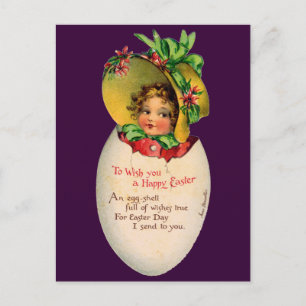 Cartão Postal De Festividades Páscoa venenosa, garota vitoriana com capota no o