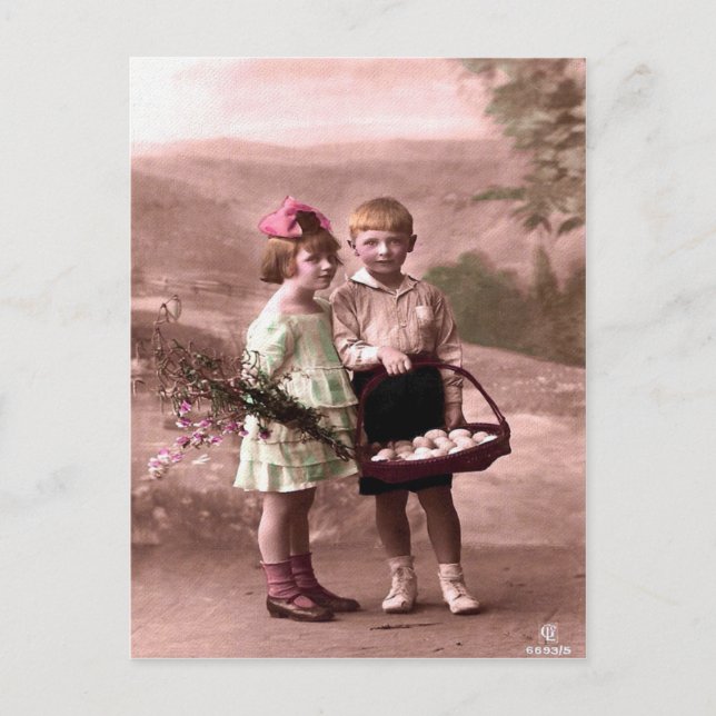 Cartão Postal De Festividades Páscoa Vintage (Frente)