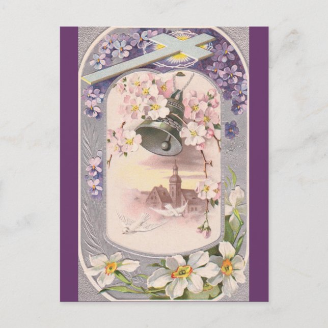 Cartão Postal De Festividades Páscoa Vintage (Frente)