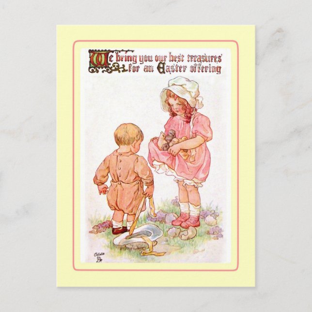 Cartão Postal De Festividades Páscoa Vintage (Frente)