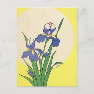 Cartão Postal De Festividades Páscoa Vintage, Flores de Íris de Jardim Roxo