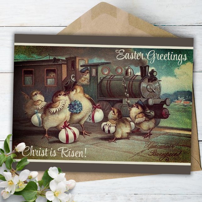 Cartão Postal De Festividades Páscoa Vitoriana Frangos Personalizado Cristão Vin (Victorian Easter Chicks Custom Vintage Christian Holiday Postcard)