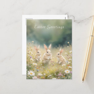 Cartão Postal De Festividades Páscoa Whimsic, coelhinho de espingarda