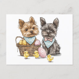 Cartão Postal De Festividades Páscoa Yorkshire Terrier Dogs
