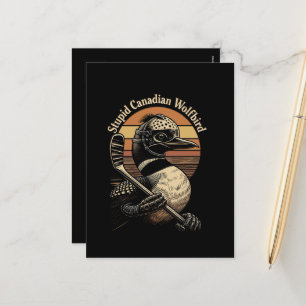 Cartão Postal De Festividades Passaro Lobo Canadense Estúpido