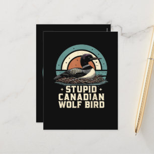 Cartão Postal De Festividades Passaro Lobo Canadense Estúpido