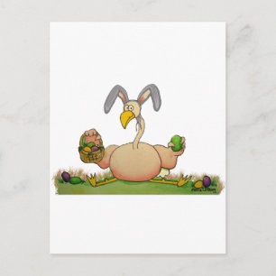 Cartão Postal De Festividades Pássaro Quimológico Flamingo Rosa Como Coelhinho D