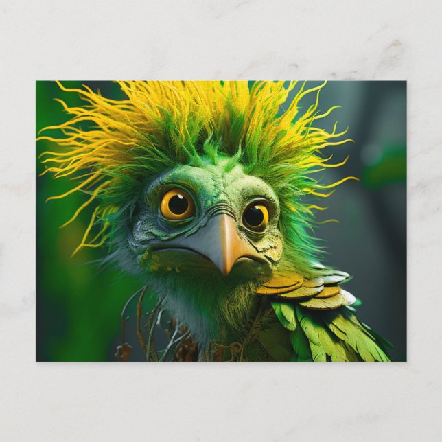 Cartão Postal De Festividades Pássaro Verde (Frente)
