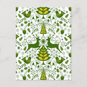 Cartão Postal De Festividades Pássaros cervejeiros Dourados de Natal em Sangue