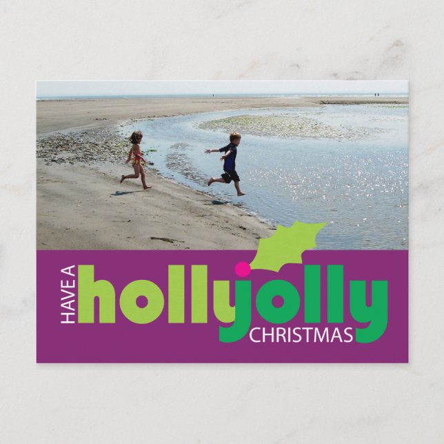 Cartão Postal De Festividades Passe Cartaz de Natal Holly Jolly (Frente)