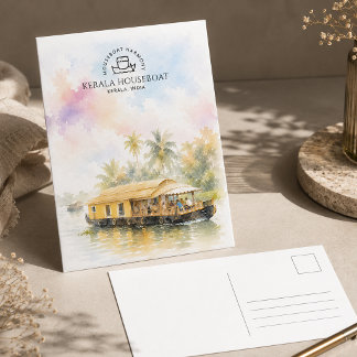 Cartão Postal De Festividades Passeio de Casa Flutuante Tranquila em Kerala | Ar