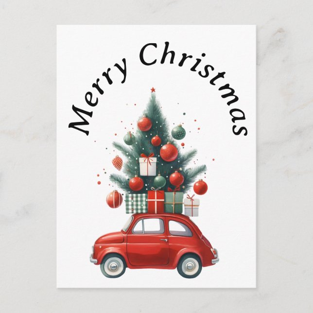 Cartão Postal De Festividades Passeio de Natal com presentes (Frente)