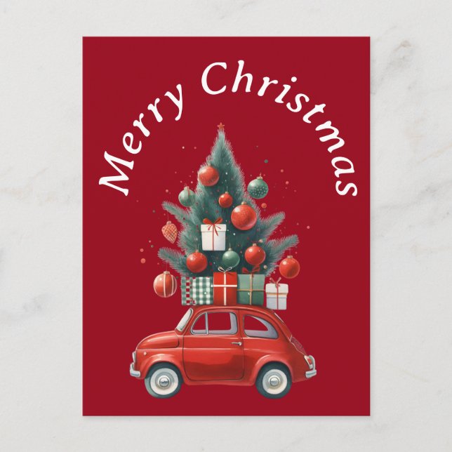 Cartão Postal De Festividades Passeio de Natal com presentes (Frente)