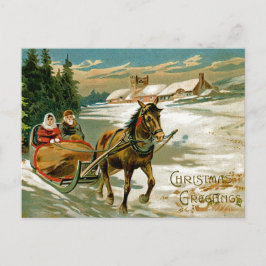 Cartão Postal De Festividades Passeio do trenó