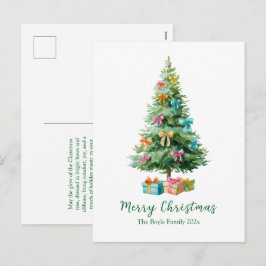 Cartão Postal De Festividades Pastel Bows Ribbons Christmas Tree Postcard
