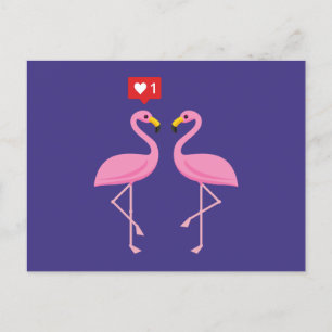 Cartão Postal De Festividades Pastel Coração, Tipo Flamingo Rosa, Bonito