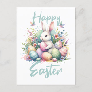 Cartão Postal De Festividades Pastel de felz pascoa Páscoa Coelho de Ovo