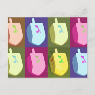 Cartão Postal De Festividades Pastel Dreidel Hanukkah Postcards