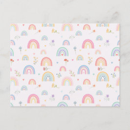 Cartão Postal De Festividades Pastel Rainbows Girly Wildflower & Hearts