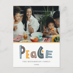 Cartão Postal De Festividades Pastel Scandi Amarelo Cinza Foto Paz Natal