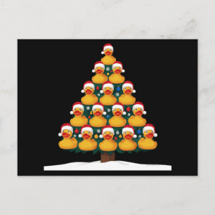 Cartão Postal De Festividades Pato de Borracha Chapéu de Papai Noel Árvore de Na