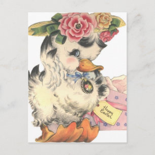 Cartão Postal De Festividades Pato de Páscoa Vintage