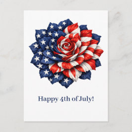 Cartão Postal De Festividades Patriotic Flag Floral Illustration