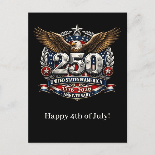 Cartão Postal De Festividades Patriotic Silver Semiquincentennial Emblem (Frente)