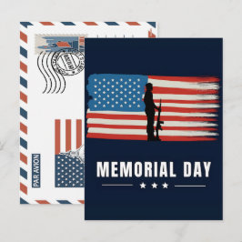 Cartão Postal De Festividades Patriotic Soldier Holding US Flag Postcard