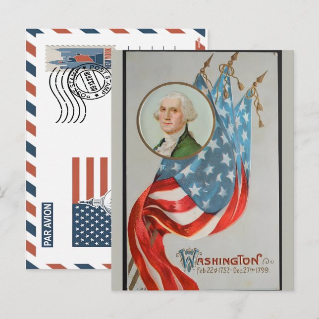 Cartão Postal De Festividades Patriotic Soldier Holding US Flag Postcard (Frente/Verso)