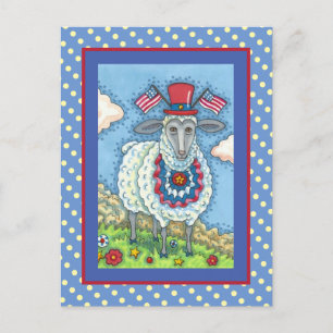 CARTÃO POSTAL DE FESTIVIDADES PATRIÓTICO QUARTO DA OVINHA DE JULHO, ARTE FOLK E