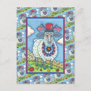 CARTÃO POSTAL DE FESTIVIDADES PATRIÓTICO QUARTO DA OVINHA DE JULHO, ARTE FOLK EN