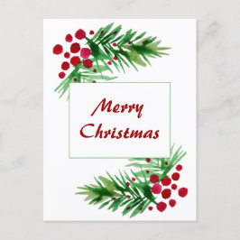 Cartão Postal De Festividades Pavimento De Pinheiros Com Aquarela Pintada À Mão,