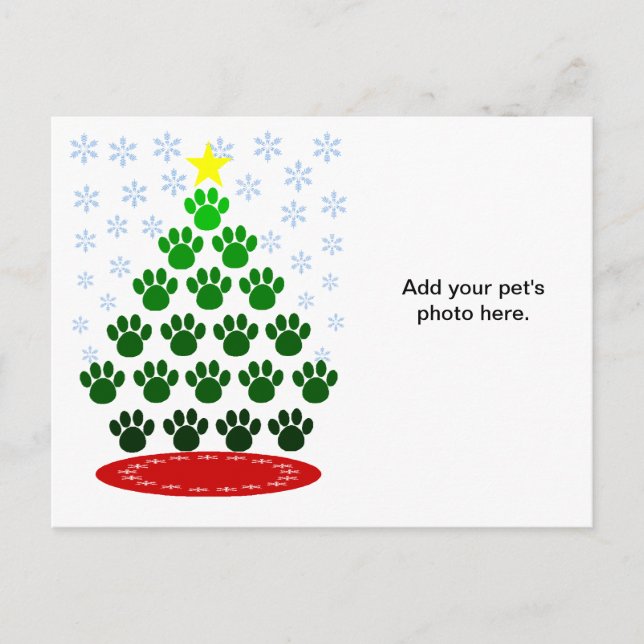 Cartão Postal De Festividades Paws Here Christmas Tree Postcard (Frente)