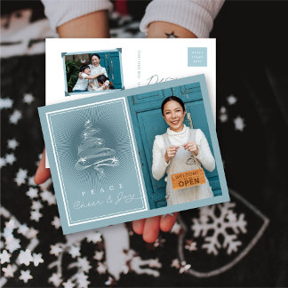 Cartão Postal De Festividades Paz Alegria Estimulando a Árvore de Natal