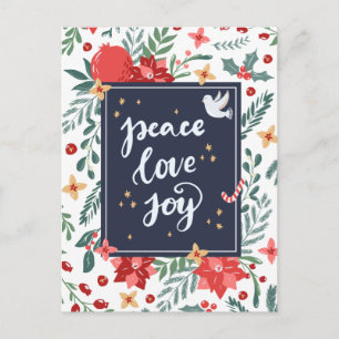 Cartão Postal De Festividades Paz Amor Alegria