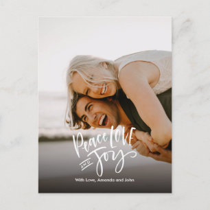 Cartão Postal De Festividades Paz amor Alegria   Foto completa Letra moderna à m