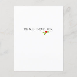 Cartão Postal De Festividades Paz Amor Joy Holly Feliz Feriado de Natal