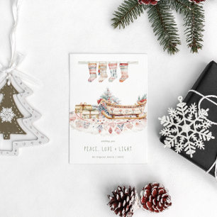 Cartão Postal De Festividades Paz, Amor & Luz Desejos de Boho Natal