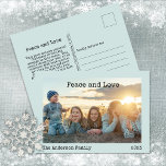 Cartão Postal De Festividades Paz e Amor Minimalista 3 Foto<br><div class="desc">Foi um casal de anos difíceis. Todos nós podemos usar um pouco mais de "Paz e Amor" em nossas vidas e este design minimalista de três fotos nos dá. Todo texto e fotos podem ser modificados conforme desejado. Design composto por Designs de Holiday Hearts (direitos reservados) com fotos de marcador...</div>