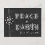 Cartão Postal De Festividades Paz em Chalkboard na Terra Boa vontade em direção<br><div class="desc">Chalkboard Peace on Earth Goodwill em direção ao Man Snowflake</div>
