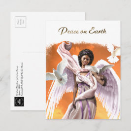 Cartão Postal De Festividades Paz na Terra. Afro-Americano Angel Christmas