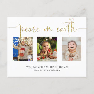 Cartão Postal De Festividades Paz na Terra Natal 3 Fotocolagem Glitter