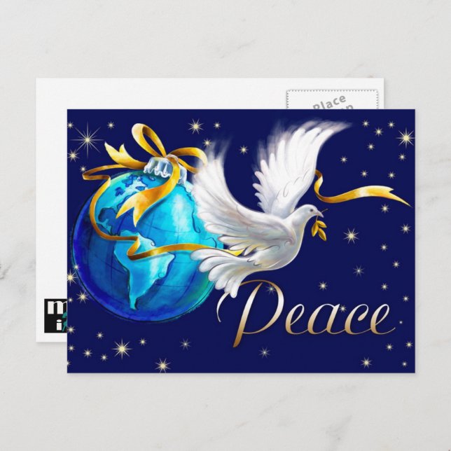 Cartão Postal De Festividades Paz na Terra. Páscoa Dove Natal (Frente/Verso)