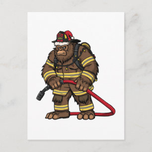 Cartão Postal De Festividades Pé Grande Sasquatch Bombeiro Natal 2026